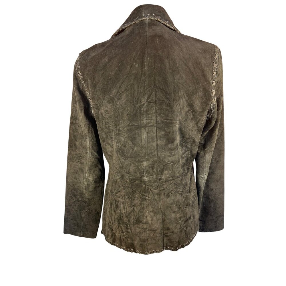 Vtg Black Suede Jacket For Joseph, M Handcrafted Look Lace-Up Front Tailored Fit - Picture 5 of 14